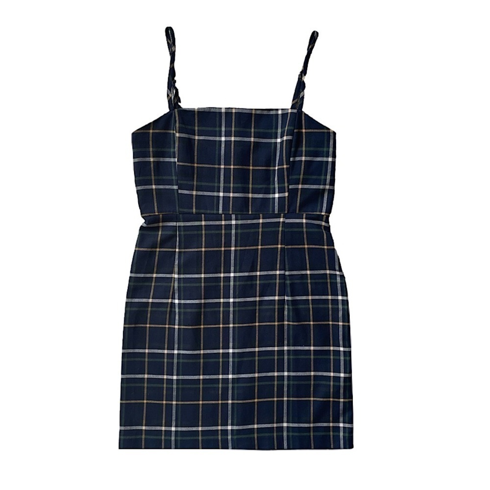 Forever 21 Navy Plaid Jumper Dress, L